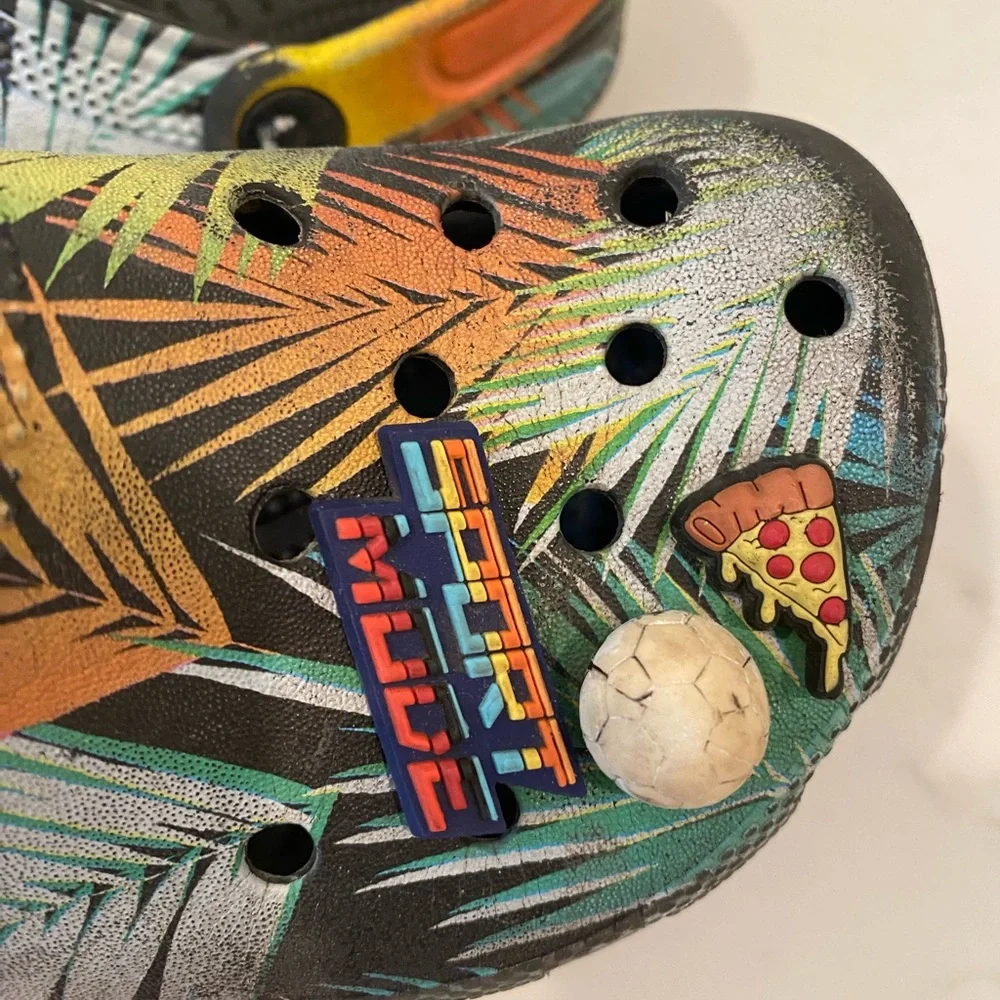 Crocs Multicolored Palm Tropical Print Slip On Slides Water Shoes Sandals 1